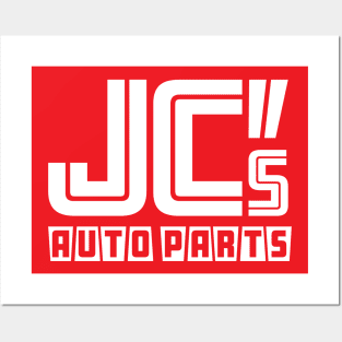 JC Auto Parts - (Double-Sided - White on Solid Color) Posters and Art